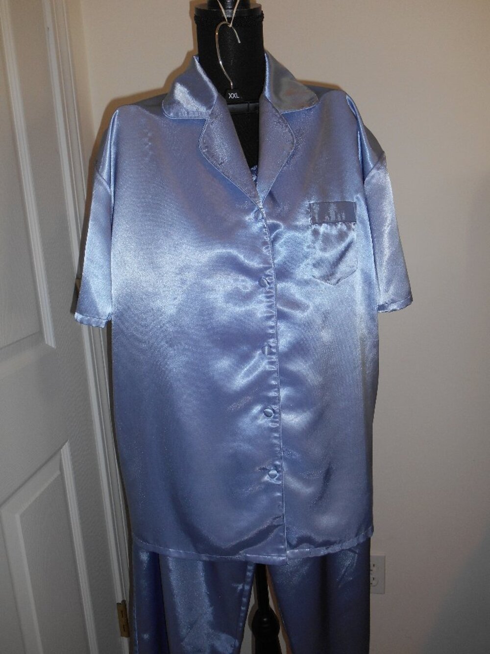 LORD & TAILOR 2-PIECE SHORT SLEEVES BLUE PAJAMAS SET BUTTON FRONT SIZE XL
